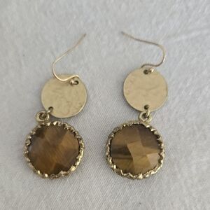 Gold-Tone Tiger's Eye Drop Earrings - Women Jewelry